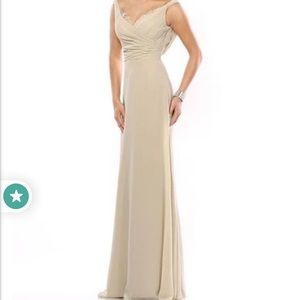 Envious Couture Prom by Karishma Creations Beige V Neckline with Eyelash lace